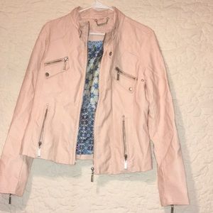Leather light pink jacket